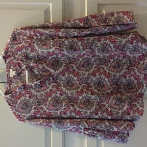 JCrew Paisley Bell Sleeve Top